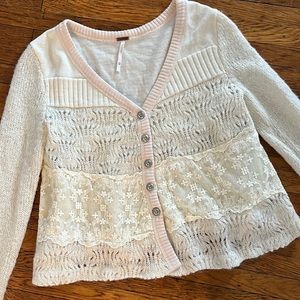 FREE PEOPLE LACE DETAIL CARDIGAN SIZE XS